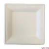 Szögletes eldobható papírtányér  KOMP cukornád lebomló 20x20 cm natúr 50 darabos