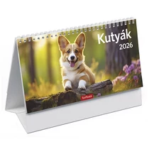Asztali naptár képes TOPTIMER T058 álló fehér lapos Kutyák 2026.