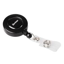 Azonosítókártya tartó DJOIS karabineres kihúzható 60 cm zsinórral fekete 10 darabos