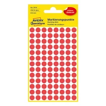 Etikett AVERY 3010 jelölőpont 8mm piros 416 darabos Etikett AVERY 3010 jelölőpont 8mm piros 416 darabos