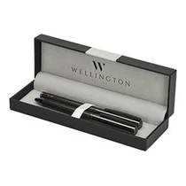 Golyóstoll készlet WELLINGTON Carbon golyóstoll + rollertoll antracit díszdobozban