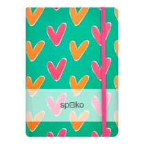 Jegyzetfüzet vonalas SPOKO A/5 96 lapos gumis keményfedeles kicsi szív