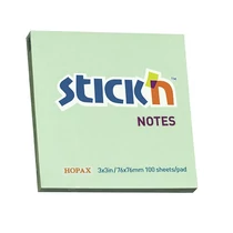 Öntapadós jegyzettömb STICK`N 76x76mm pasztell zöld 100 lap Öntapadós jegyzettömb STICK`N 76x76mm pasztell zöld 100 lap