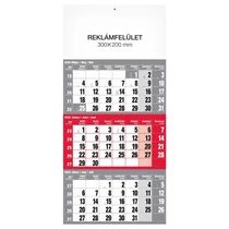 Speditőr naptár REALSYSTEM 1 tömbös 3 havi piros üres fejrész 2026.