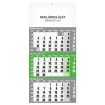 Speditőr naptár REALSYSTEM 1 tömbös 3 havi zöld üres fejrész 2026.