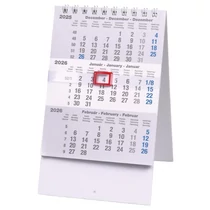 Speditőr naptár REALSYSTEM álló asztali mini 3 havi fehér lapos 2026.