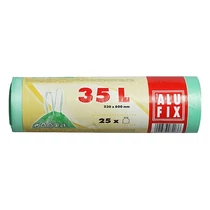 Szemeteszsák ALUFIX 35L 15 mikronos zárószalaggal zöld 25 darabos