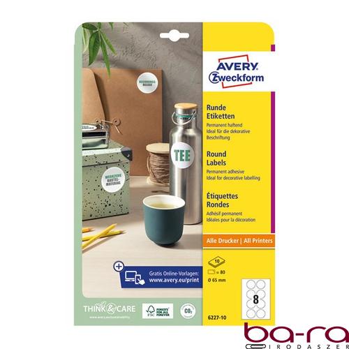 Etikett AVERY L6227-10  65 mm univerzális kör 10 ív/csomag