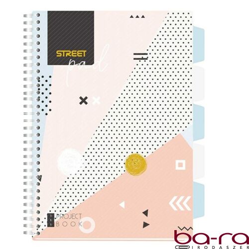 Spirálfüzet STREET Pad regiszteres A/4  kockás 100 lapos színes mintás