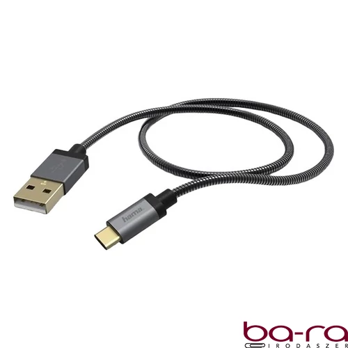 Adatkábel HAMA Elite-Metal USB-C/USB-A 1,5m fekete/szürke