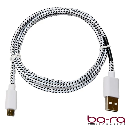 Adatkábel HAMA Micro-USB szövet 1m fehér