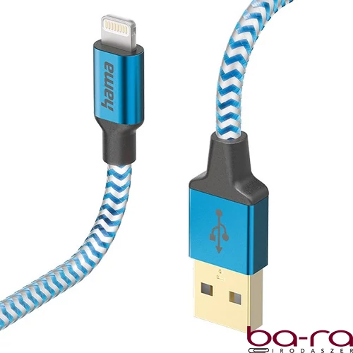 Adatkábel HAMA Reflective USB 2.0/Lightning 1,5m kék