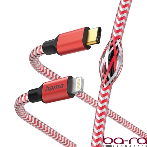 Adatkábel HAMA Reflective USB-C/Lightning 1,5m piros