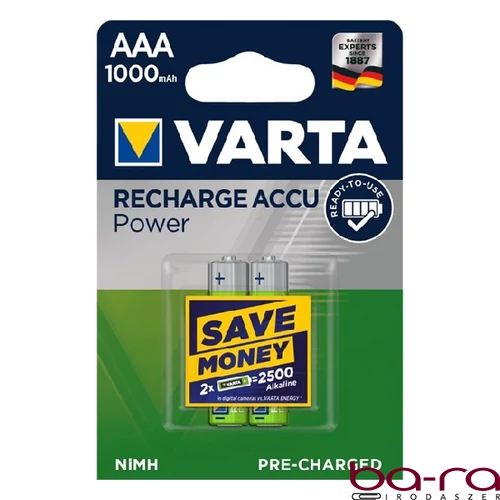 Akkumulátor mikro VARTA Power AAA előtöltött 2x1000 mAh