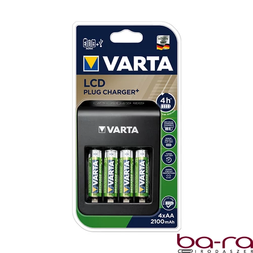 Akkumulátor töltő VARTA LCD Plug + 4 db AA 2100 mAh