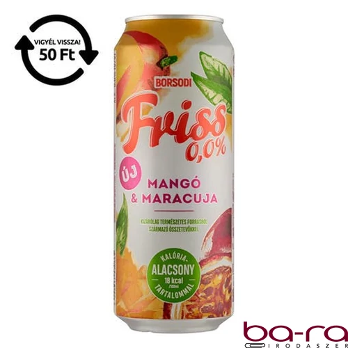 Alkoholmentes sör BORSODI Friss mango-maracuja 0,0% 500 ml DRS