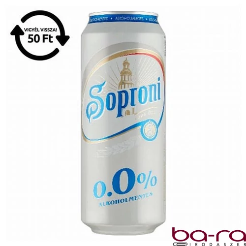 Alkoholmentes sör SOPRONI 0,0% 500 ml DRS