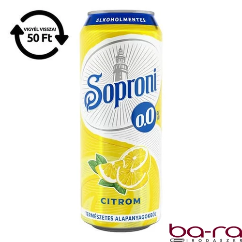 Alkoholmentes sör SOPRONI citrom 0,0% 500 ml DRS