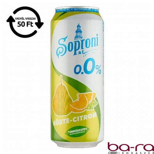 Alkoholmentes sör SOPRONI körte-citrom 0,0% 500 ml DRS