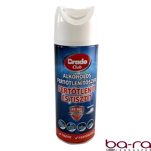 Alkoholos fertőtlenítő hatású  tisztító spray BRADOCLUB 400 ml