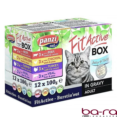 Állateledel alutasakos PANZI FitActive FitaBox macskáknak 12*100 g
