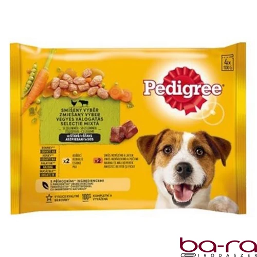 Állateledel alutasakos PEDIGREE Adult kutyáknak 4-pack csirke-marha válogatás 4x100 g