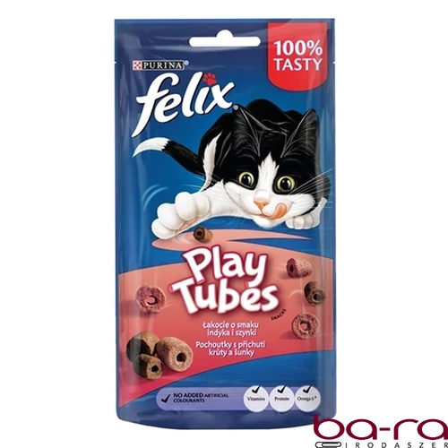 Állateledel jutalomfalat FELIX Play Tubes macskáknak pulyka-sonka 50 g
