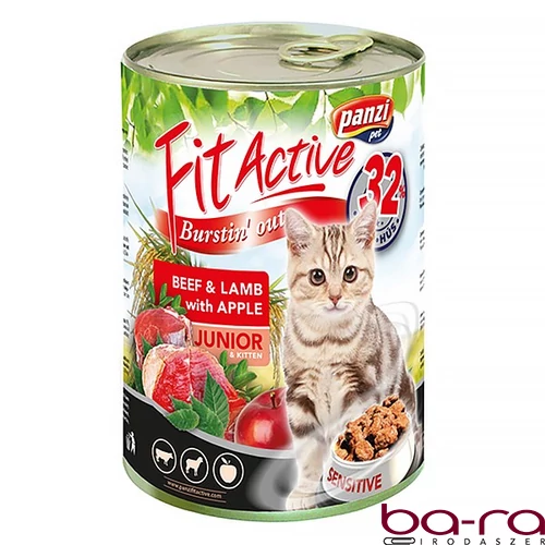Állateledel konzerv PANZI FitActive junior macskának marha- és bárányhússal 415 g