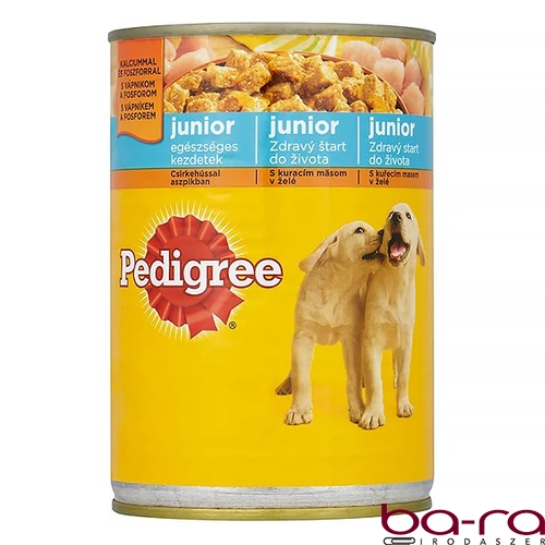 Állateledel konzerv PEDIGREE kutyáknak junior csirkehússal 400 g