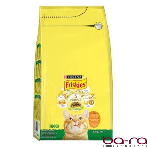 Állateledel száraz PURINA Friskies Indoor macskáknak csirkével és zöldséggel 1,5 kg