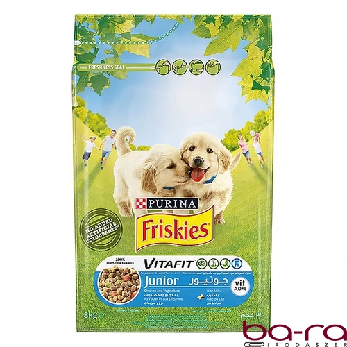 Állateledel száraz PURINA Friskies Vitafit Junior kutyáknak csirkehússal, zöldségekkel és tejjel 3 kg