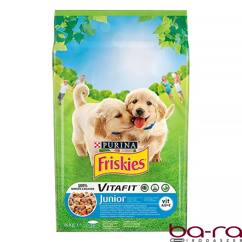 Állateledel száraz PURINA Friskies Vitafit Junior kutyáknak csirkehússal, zöldségekkel és tejjel 8 kg