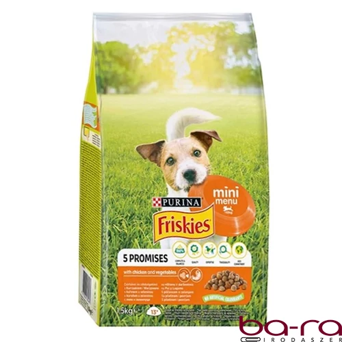 Állateledel száraz PURINA Friskies Vitafit Mini menü kutyáknak csirkével és zöldséggel 1,5 kg
