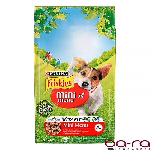 Állateledel száraz PURINA Friskies Vitafit Mini menü kutyáknak marhahússal és zöldséggel 1,5 kg