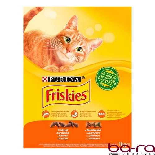 Állateledel száraz PURINA Friskies macskáknak csirkével és zöldséggel 1 kg