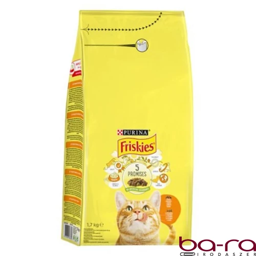 Állateledel száraz PURINA Friskies macskáknak csirkével, májjal és zöldséggel 1,7 kg