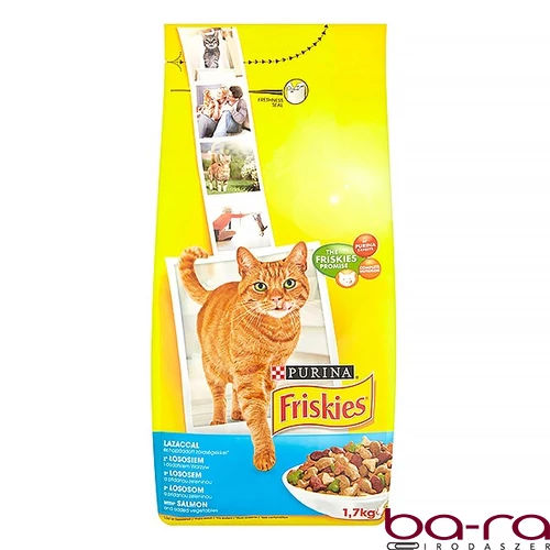 Állateledel száraz PURINA Friskies macskáknak lazaccal és zöldségekkel 1,7 kg