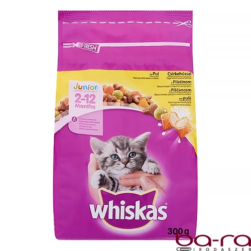 Állateledel száraz WHISKAS Junior macskáknak csirkehússal 300 g