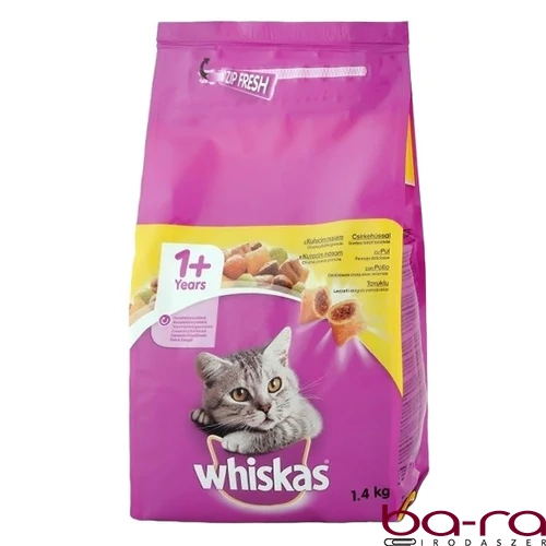 Állateledel száraz WHISKAS macskáknak csirke 1,4 kg