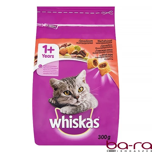 Állateledel száraz WHISKAS macskáknak marhahússal 300 g