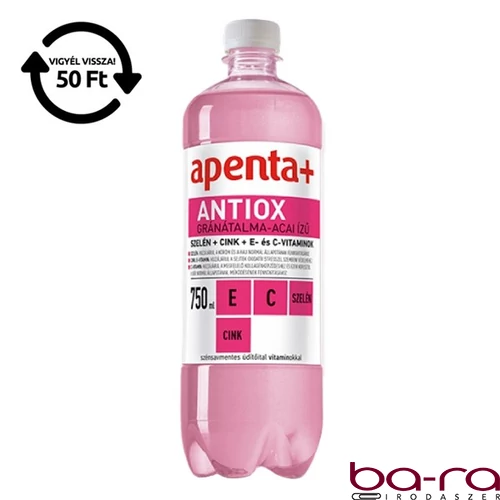 Ásványvíz szénsavmentes APENTA+ Antiox gránátalma-acai ízű 0,75L DRS
