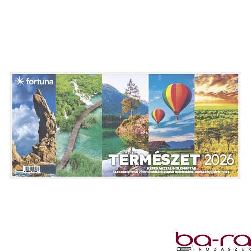 Asztali naptár képes FORTUNA álló fehér lapos holdfázissal Természet 2026.