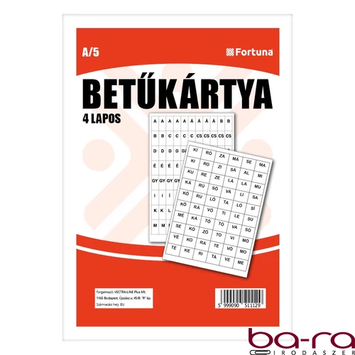 Betűkártya VECTRALINE 4 lapos