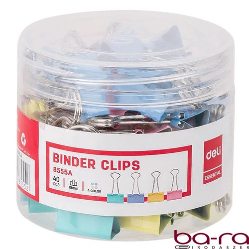 Binder csipesz DELI 19 mm színes 40 darabos