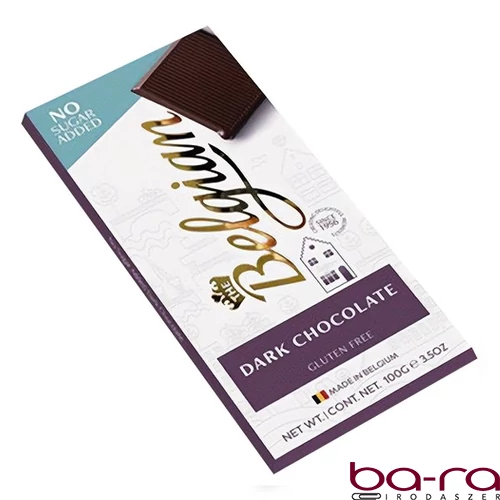 Csokoládé BELGIAN Dark No Sugar édesítőszeres étcsokoládé 100 g