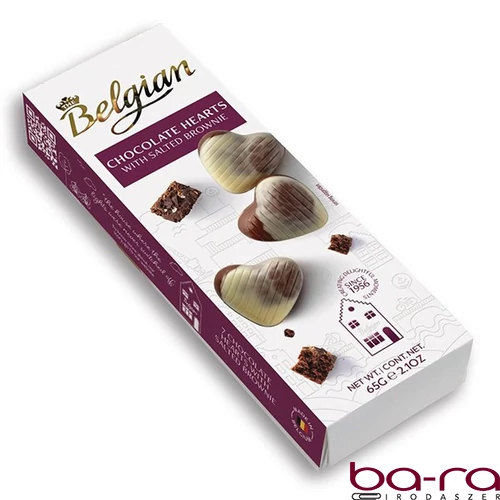 Csokoládé BELGIAN Hearts Salted Brownie szívdesszert 65 g