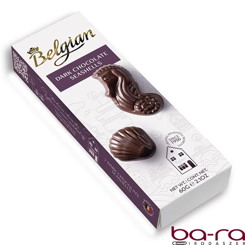 Csokoládé BELGIAN Seashells Dark tengergyümölcse étcsokoládés desszert 60 g