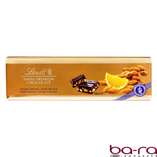 Csokoládé LINDT Gold Dark Almond-Orange mandulás-narancsos étcsokoládé 300 g