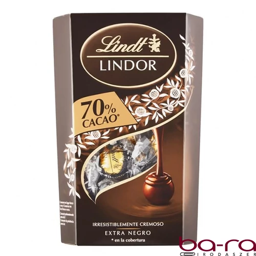 Csokoládé LINDT Lindor 70% Cacao étcsokoládé golyók díszdobozban 337 g