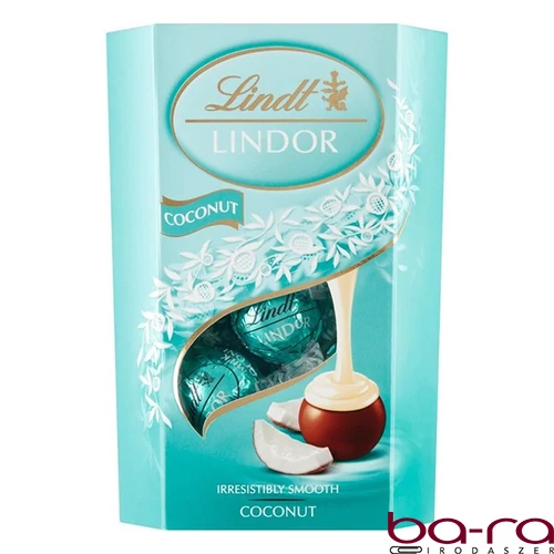 Csokoládé LINDT Lindor Coconut kókuszos fehércsokoládé golyók díszdobozban 200 g